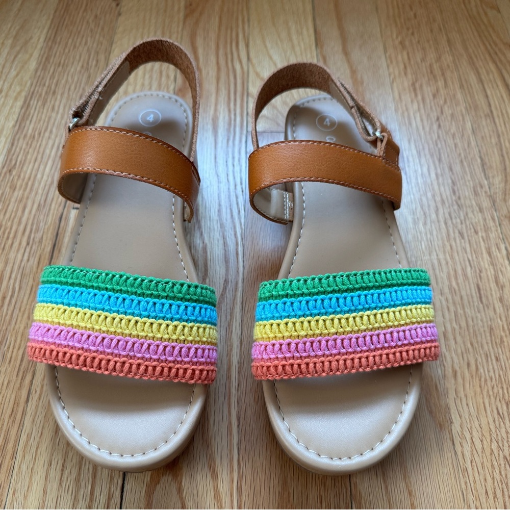 Cat & Jack Kids Sandals with Colorful Stripes and Tan Straps
